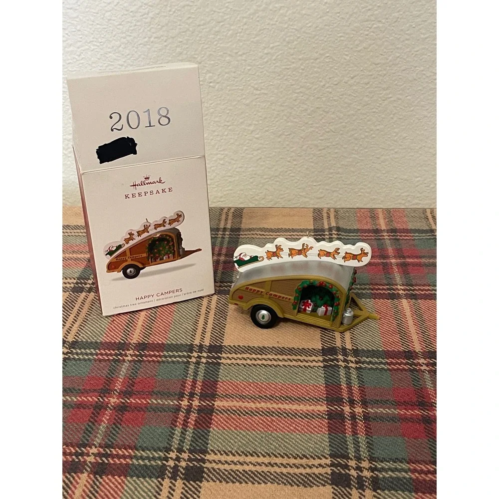 Hallmark Keepsake Happy‎ Campers Ornament 2018 Brown Excellent Teardrop Trailer